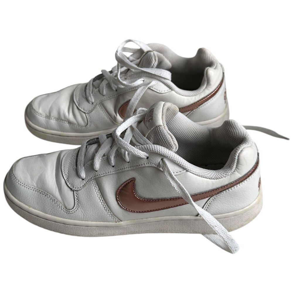 Nike Court Borough Low White Bronze Swoosh Men’s 9.5 Leather Sneakers BV1156-100